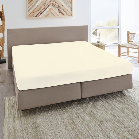 Supersoft Spannbetttücher bis 25 cm Höhe, 180-200 x 200-220 cm, creme