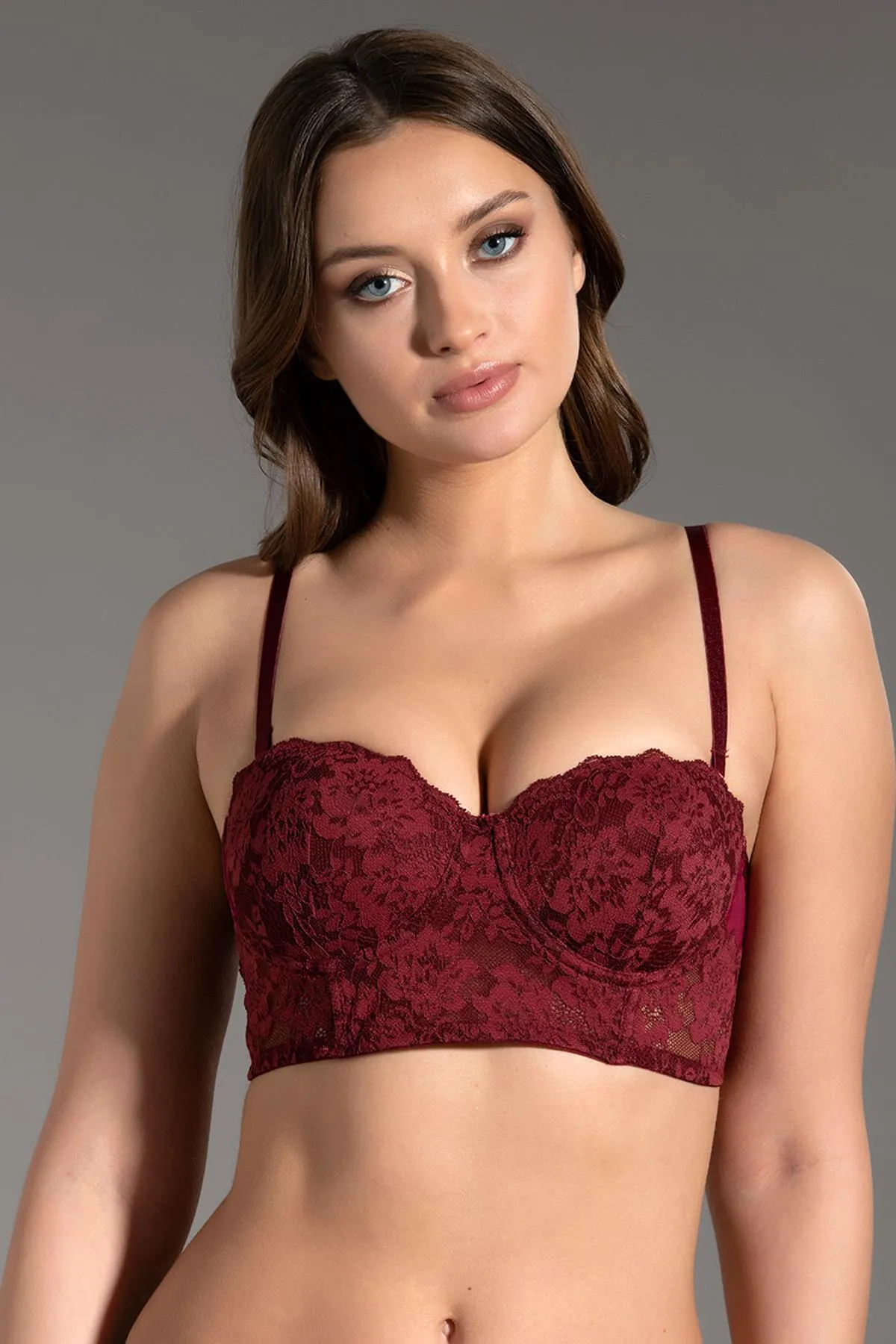 C&City  Unterstütztes trägerloses Bustier C15120 Weinrot