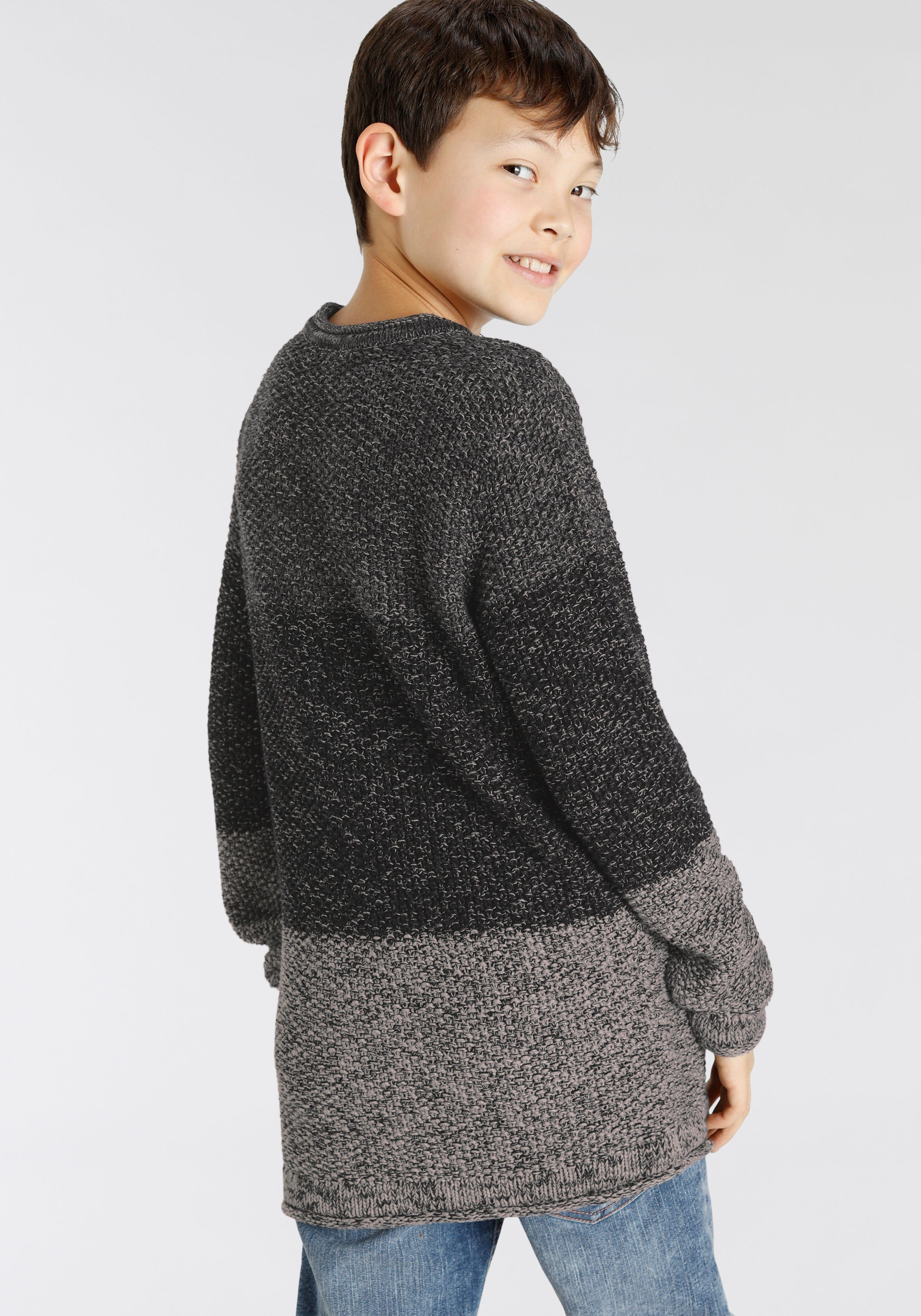Alife & Kickin Strickpullover in Blockstreifen-Optik, aus meliertem Garn