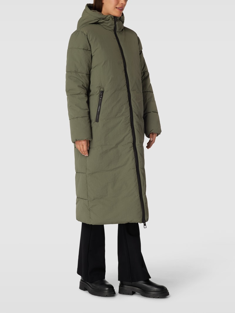 Steppmantel mit Kapuze in khaki