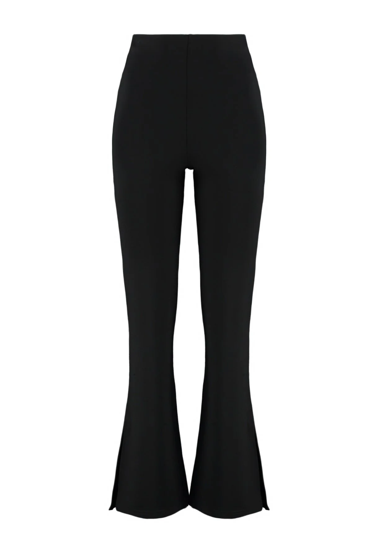 Trendyol Collection  Schwarze, seitlich geschlitzte, ausgestellte/spanische Strickhose mit hoher Taille TWOSS23PL00134