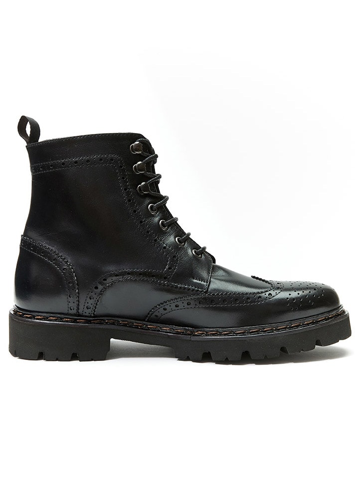 British Passport Leder-Boots in Schwarz günstig kaufen