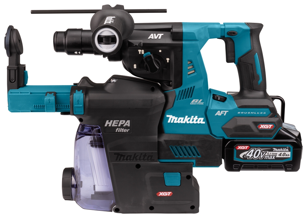 Makita HR002GM204 kombinētais āmurs SDS-Plus 40V Max 4.0Ah Li-Ion ar putekļu nosūkšanu