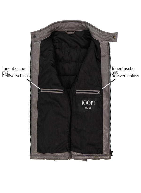 JOOP!, Lederjacke Stepo, Lammnappa wattiert, anthrazit