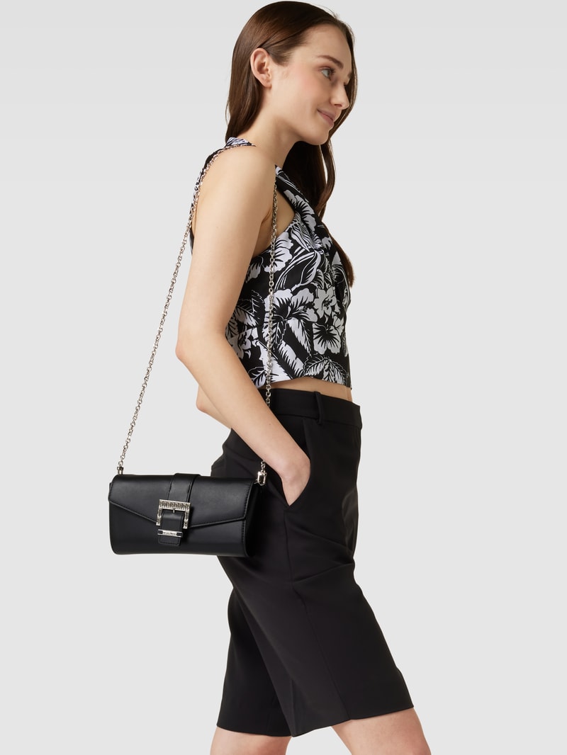Kuvert-Clutch mit Label-Detail Modell 'PENELOPE' in schwarz