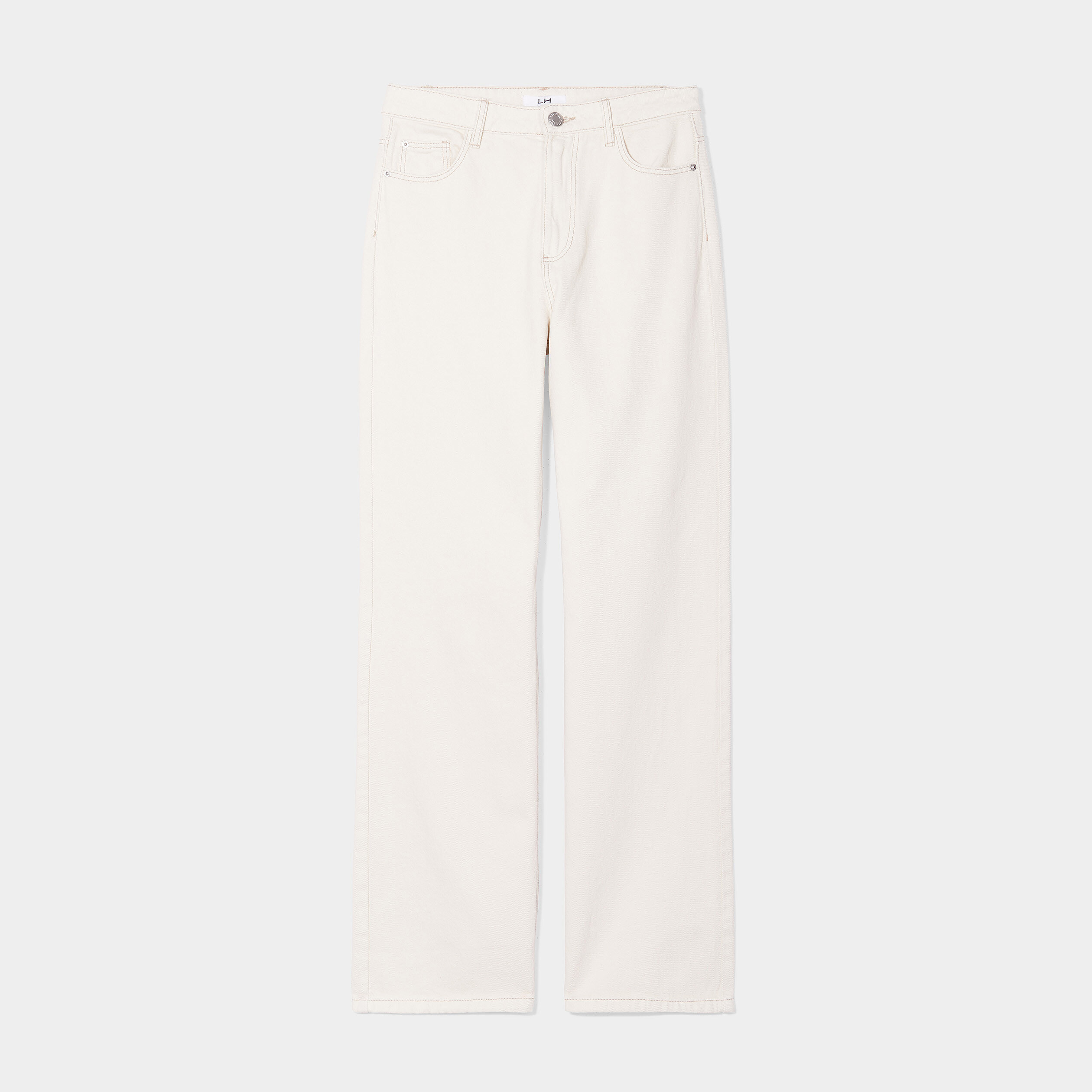 Jeans wide leg taille haute coton ecru femme | La Halle