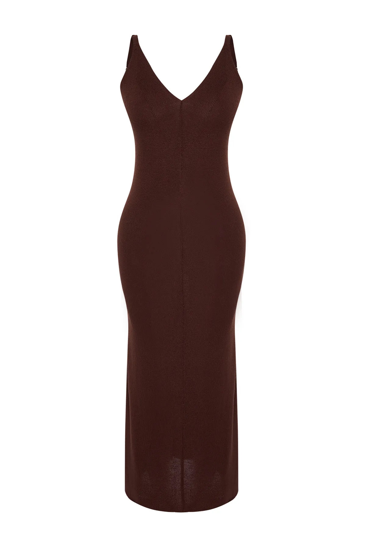 Trendyol Collection  Braunes Maxi-Strick-Basic-Kleid TWOSS20EL1574