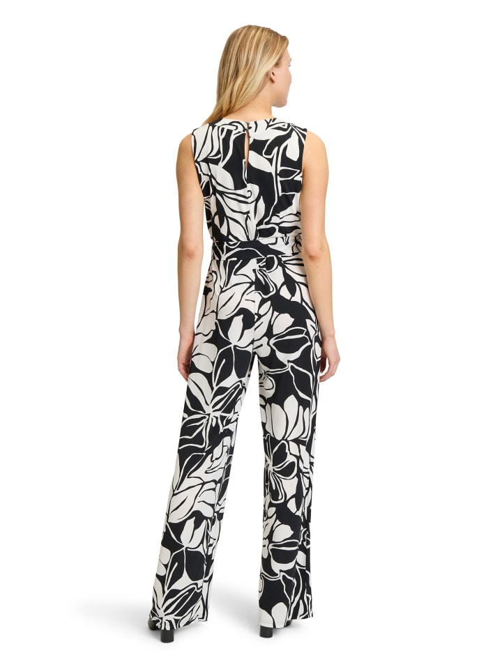 Vera Mont Jumpsuit mit Bindegürtel in Black/Nature günstig kaufen