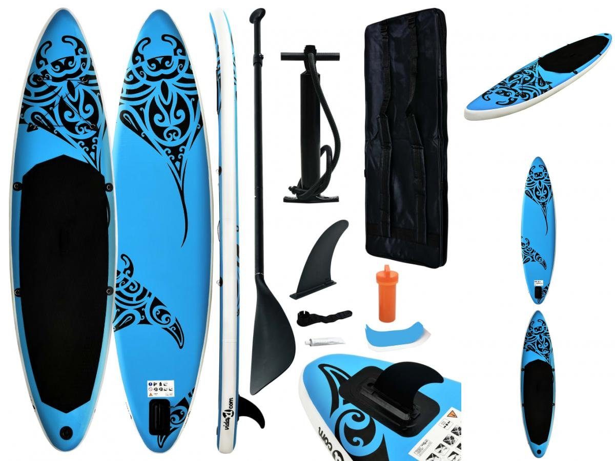 vidaXL Schlauchboot Aufblasbares Stand Up Paddle Board Set 305x76x15 cm Blau