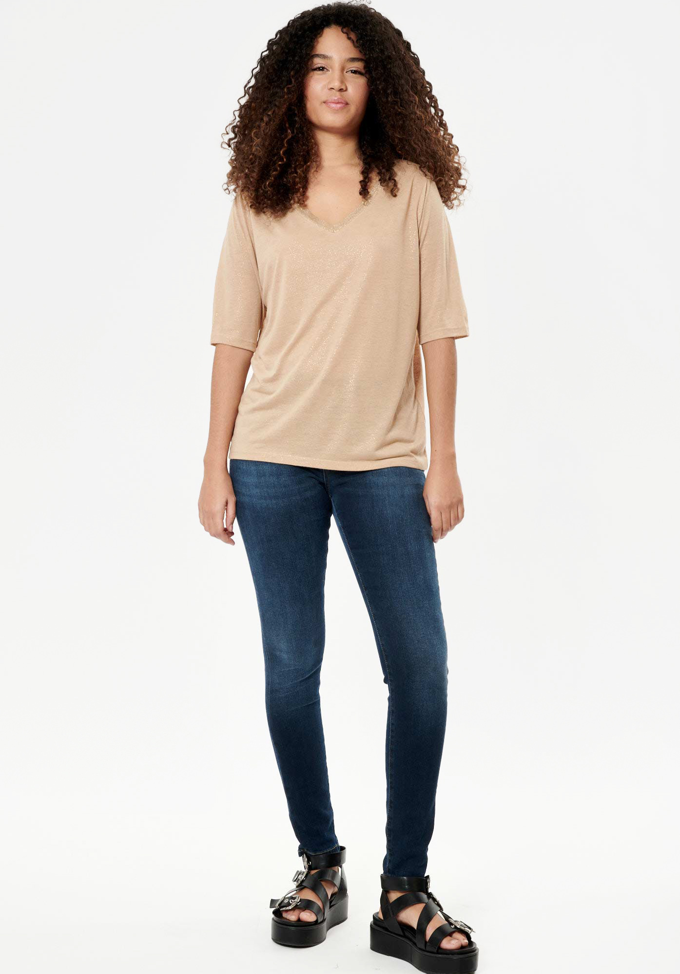 JAIME  T-shirt beige pailleté Femme