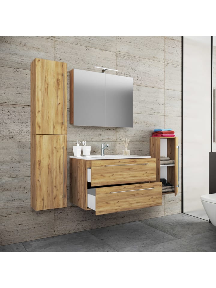ebuy24 Spiegelschrank Badinos Eiche Dekor 146 x 46 cm günstig kaufen onesize