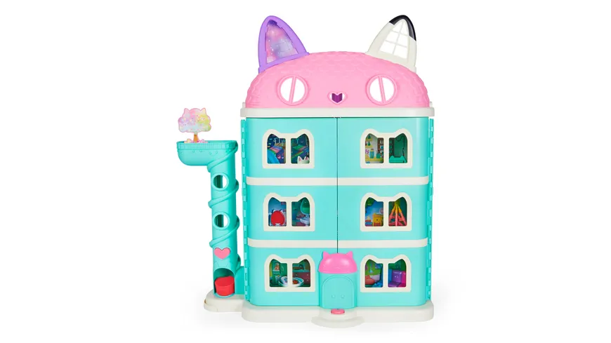 Spin Master Gabby‘s Dollhouse, Puppenhaus mit 2 Spielzeugfiguren und Zubehörteilen und Geräuschen bunt