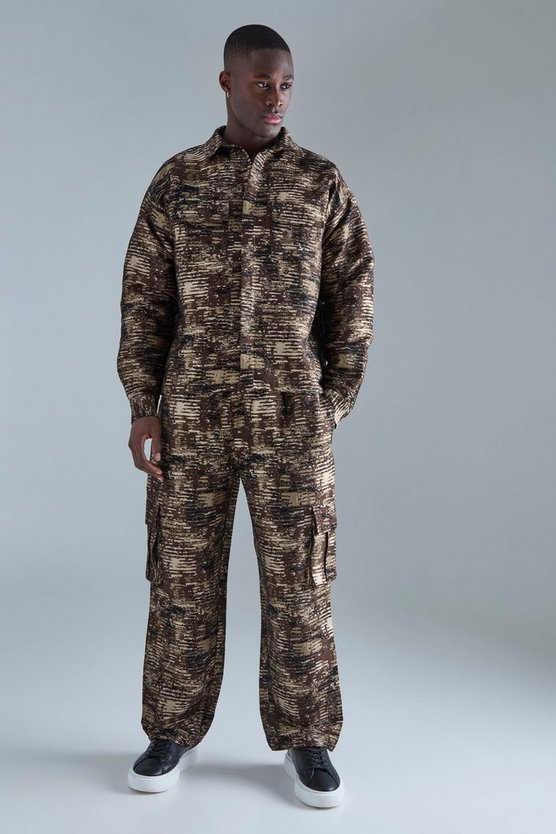 Strukturiertes Camouflage Overshirt mit Tasche