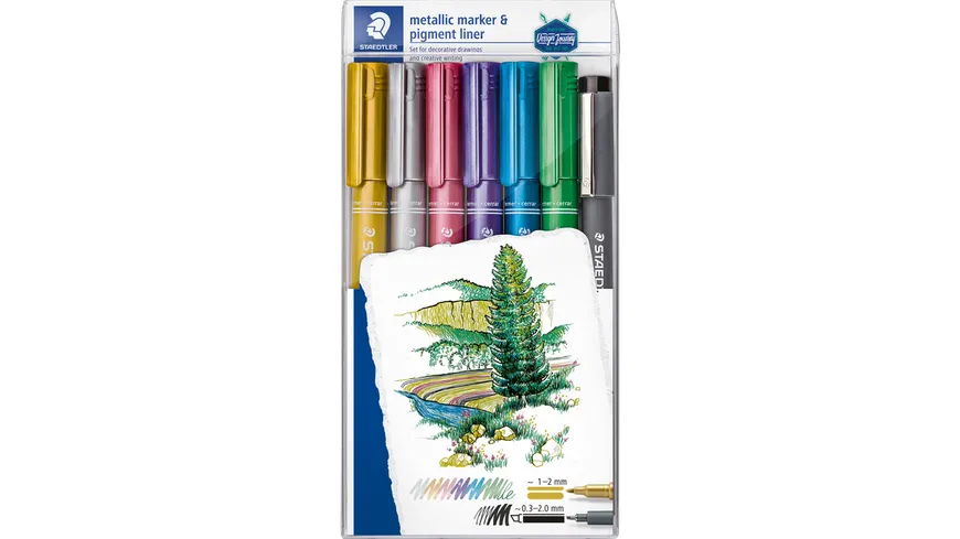 STAEDTLER® Layoutmarker 8323 Metallic pen & Pigmentliner im Etui