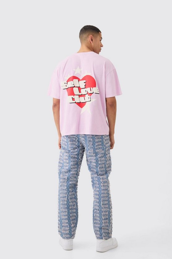 Oversize T-Shirt mit Self Love Club Print
