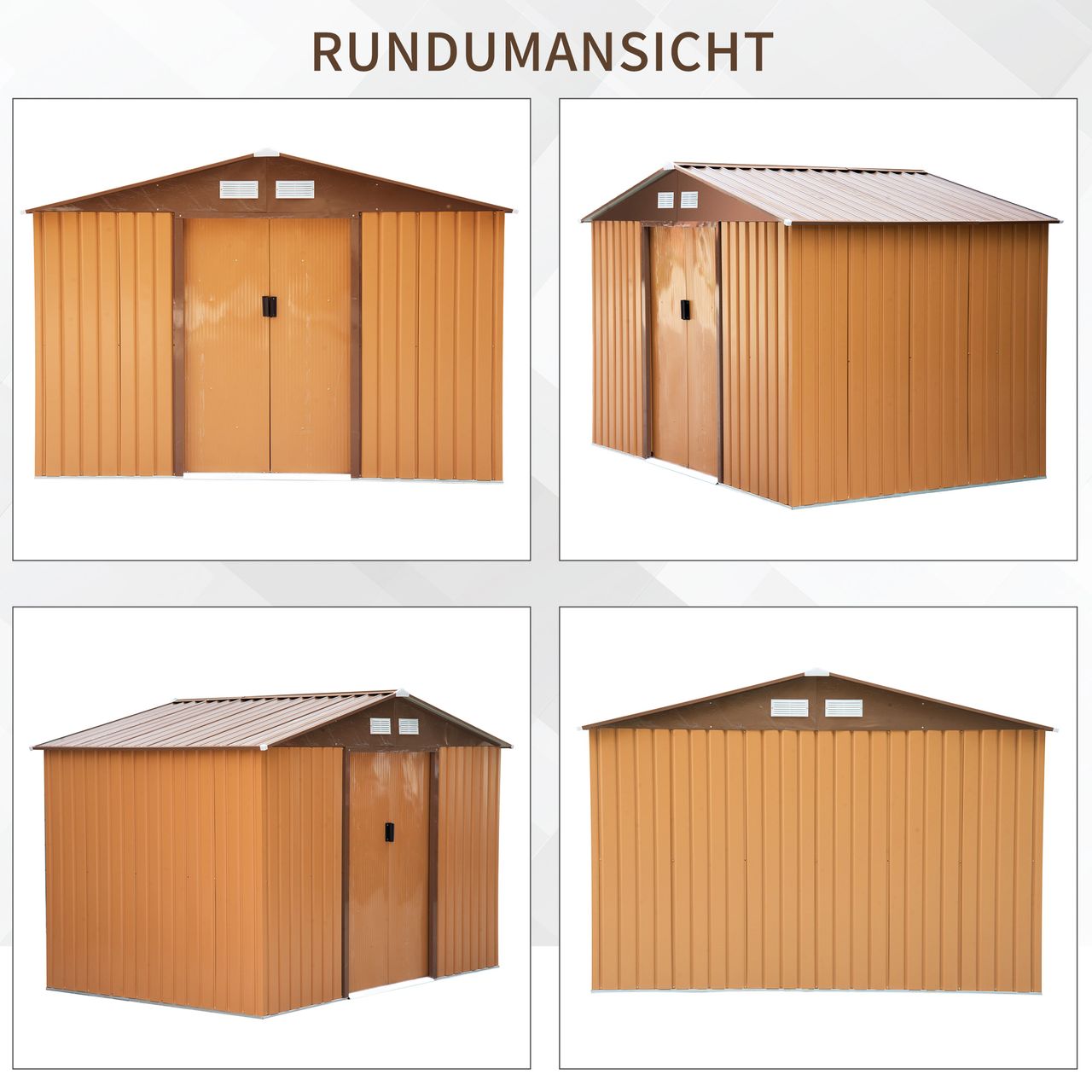 Outsunny Gerätehaus Geräteschuppen Gartenhaus Gelb 277 x 195 x 192 cm