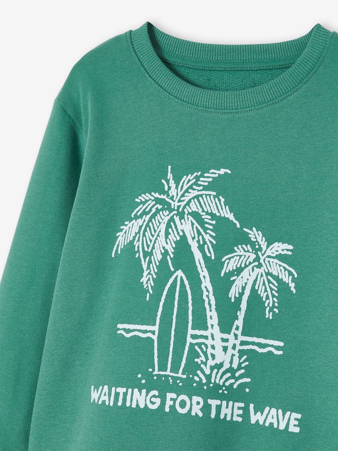 Sweat col rond imprimé garçon BASICS bleu
