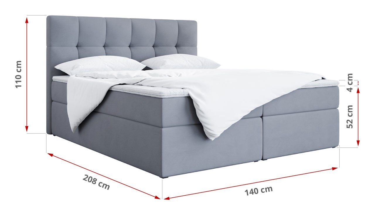 MKS MÖBEL Boxspringbett Rico, mit Bettkasten, Doppelbett mit Multipocket-Matratze und Topper