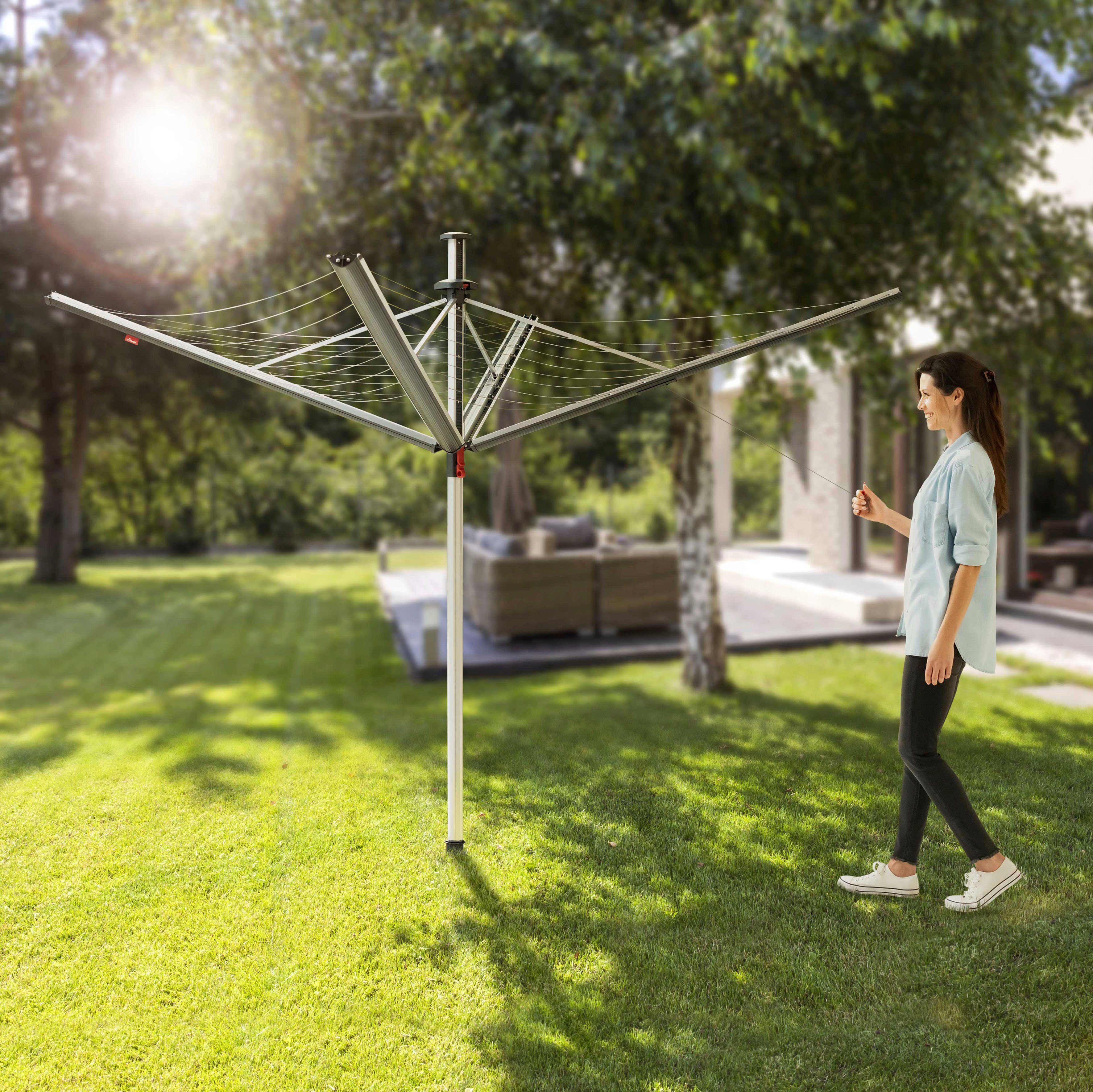 Vileda Wäschespinne SUN-RISE 50M COMPACT, höhenverstellbar, für bequemes Aufhängen und Abhängen der Wäsche