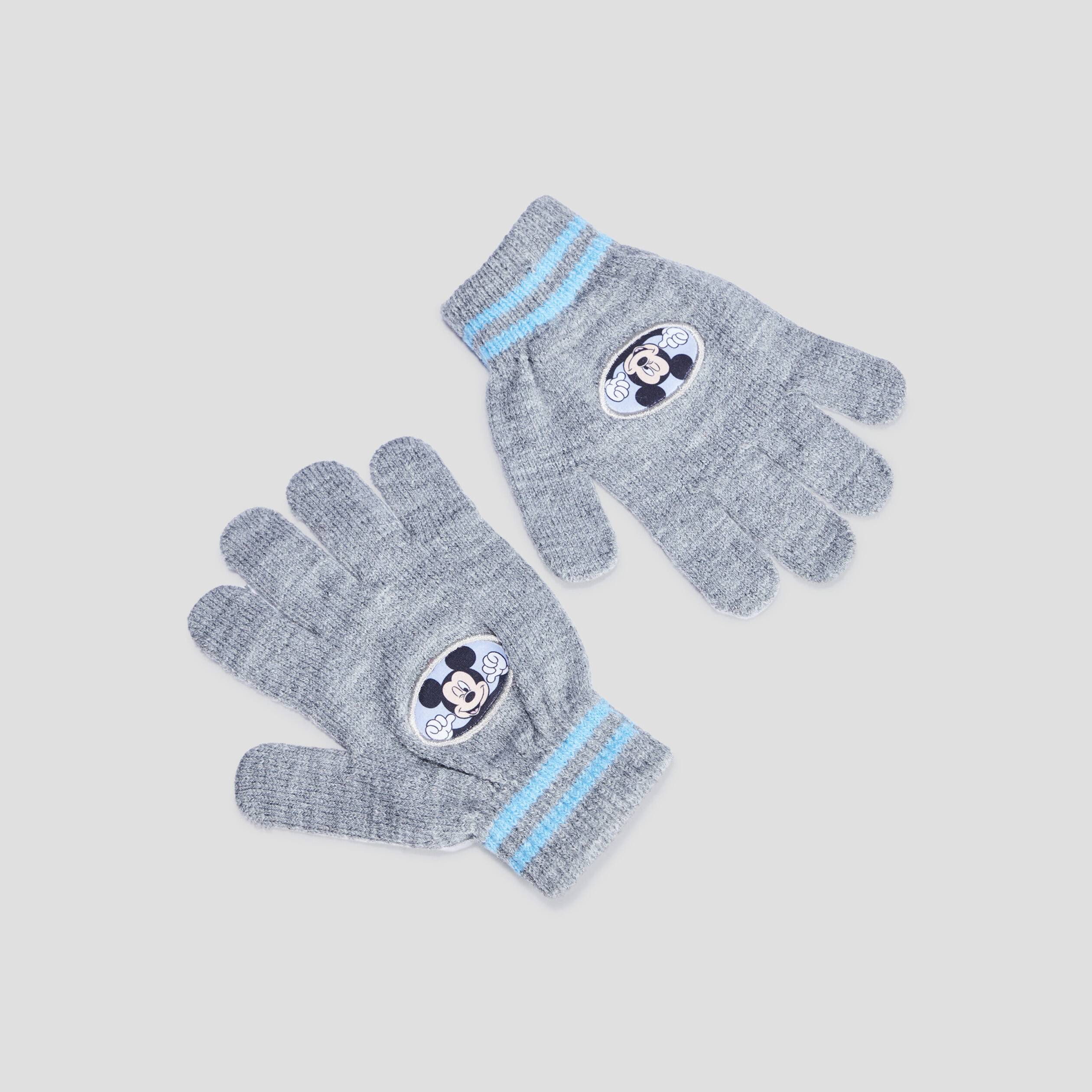 Ensemble bonnet et gants Mickey gris clair garçon | La Halle