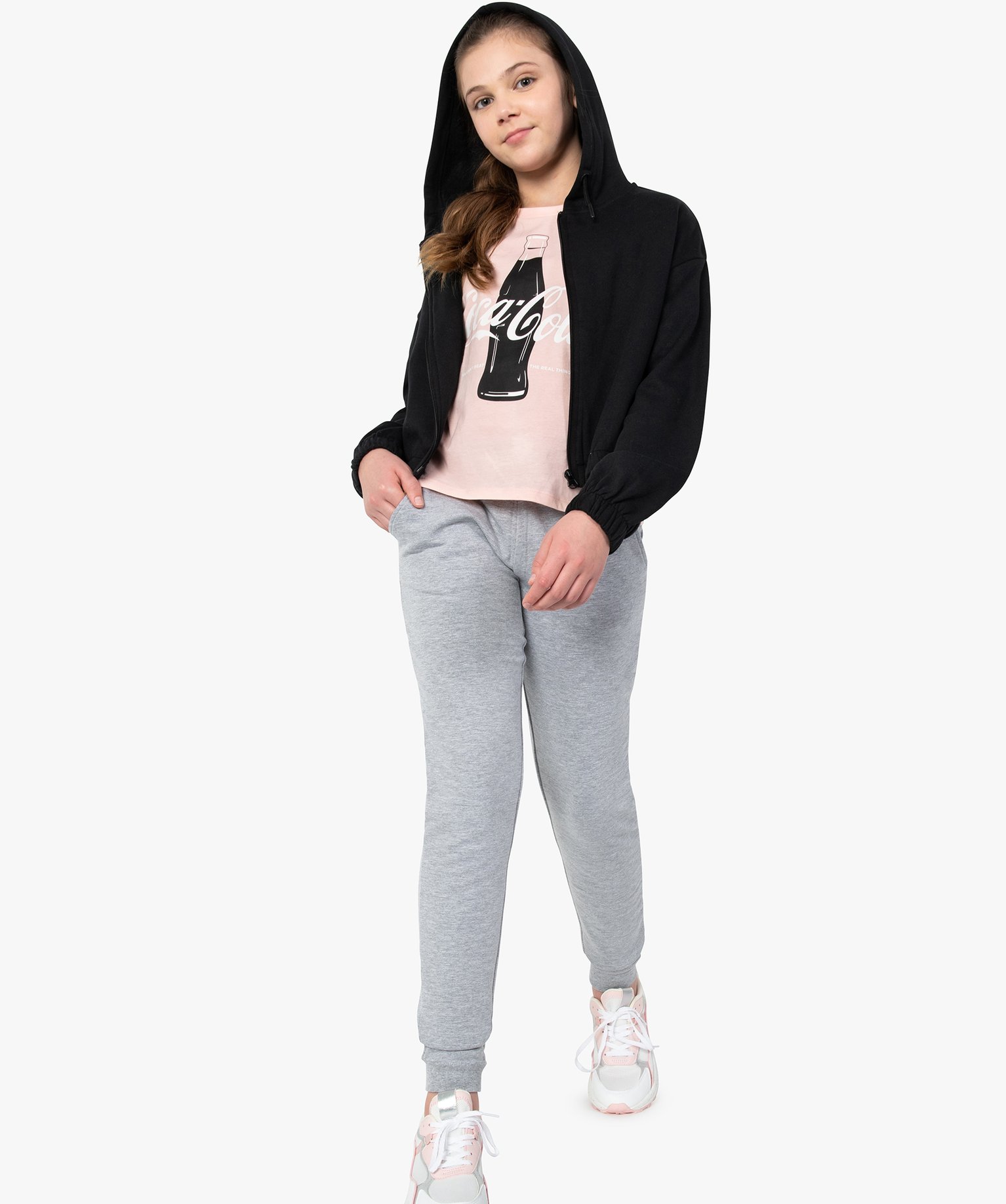 Pantalon de jogging fille avec intérieur molletonné gris | GEMO
