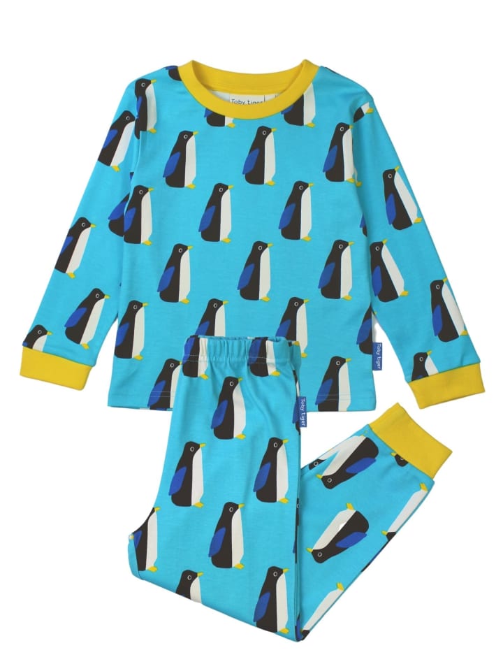 Toby Tiger Schlafanzug mit Pinguin Print in blau günstig kaufen