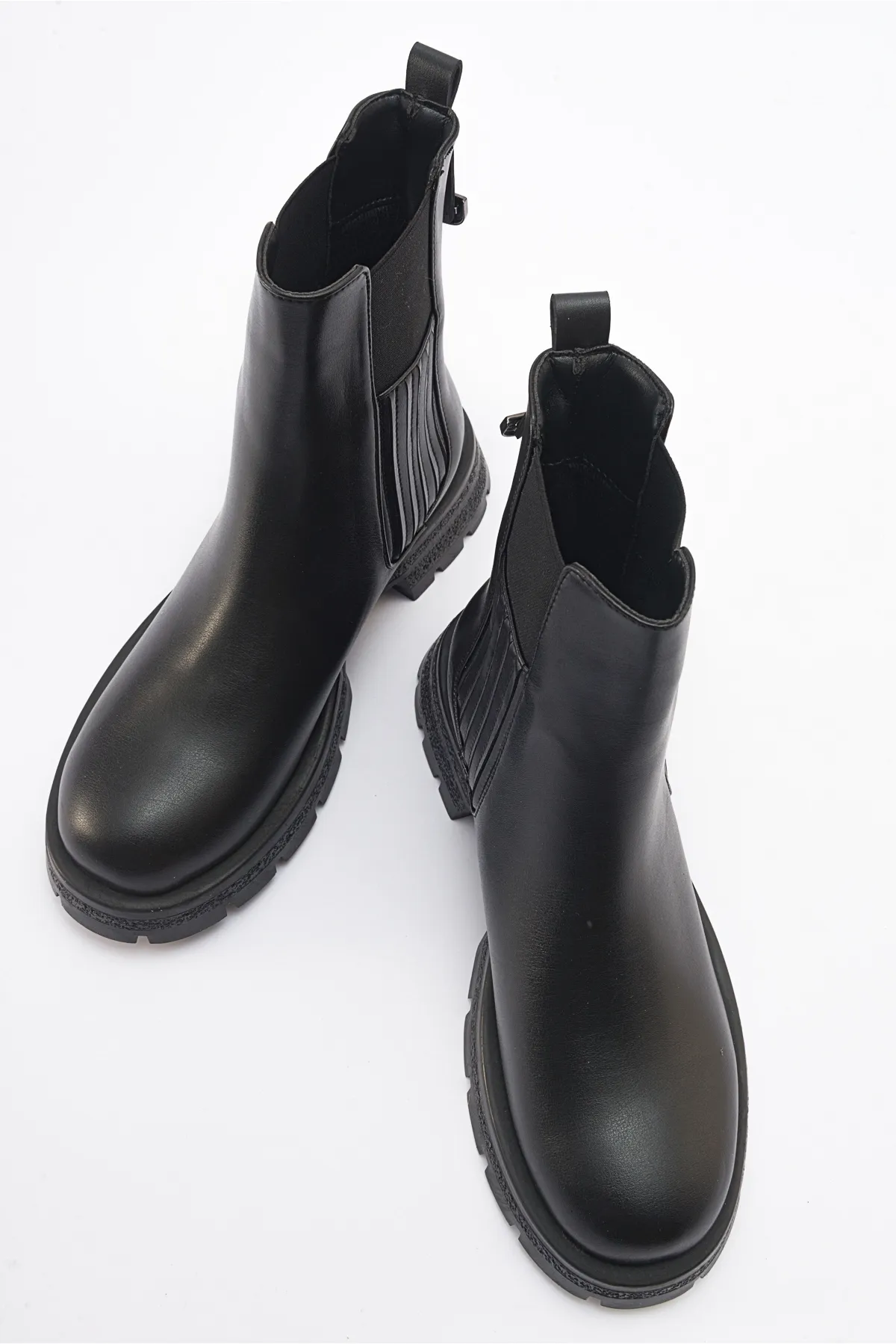 LuviShoes  DENIS Black Skin Elastic Damen-Chelsea-Stiefel