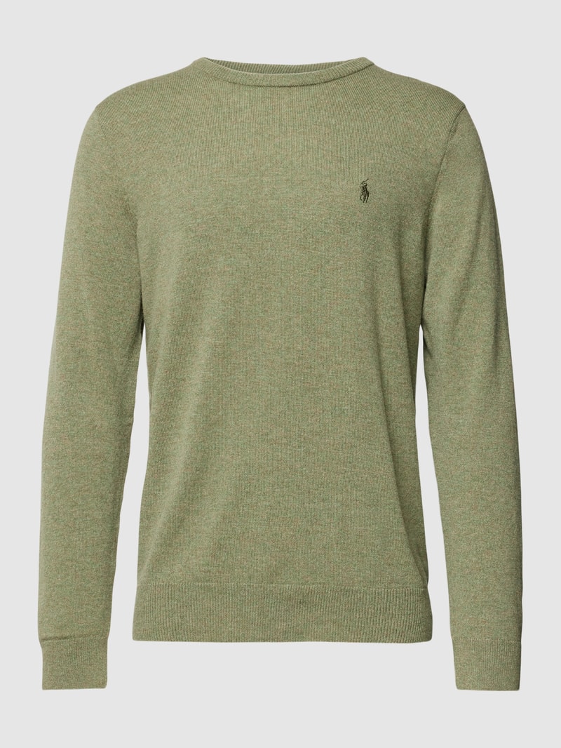 Strickpullover aus Wolle mit Logo-Stitching in sand