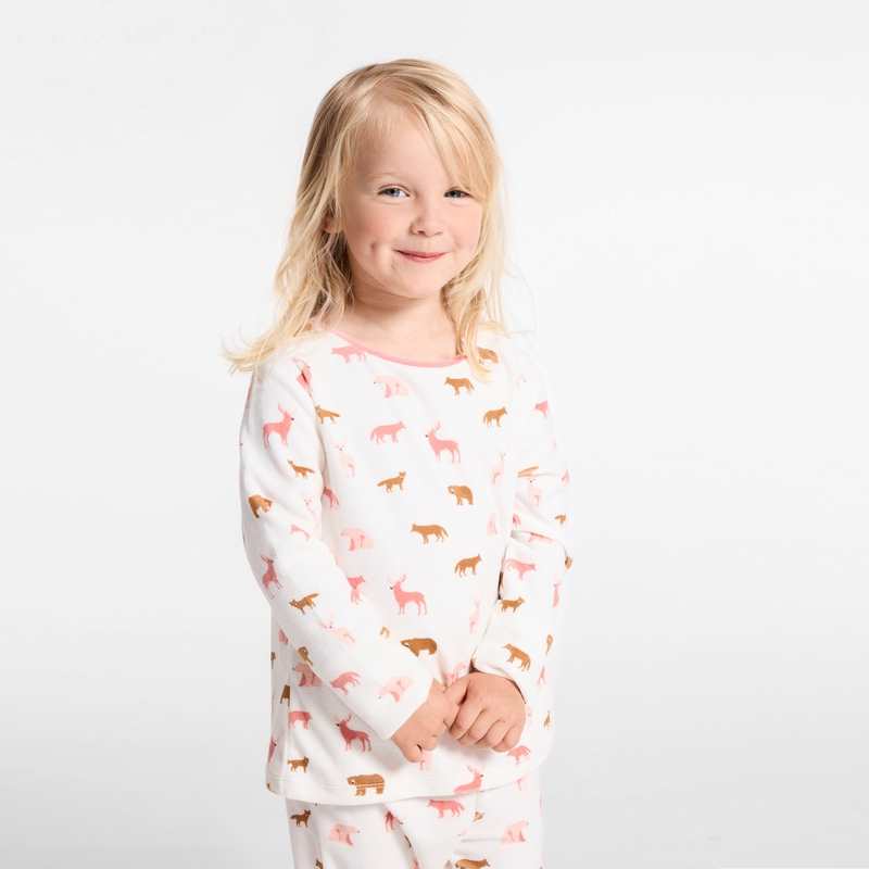 Pyjama en velours imprimé rose fille