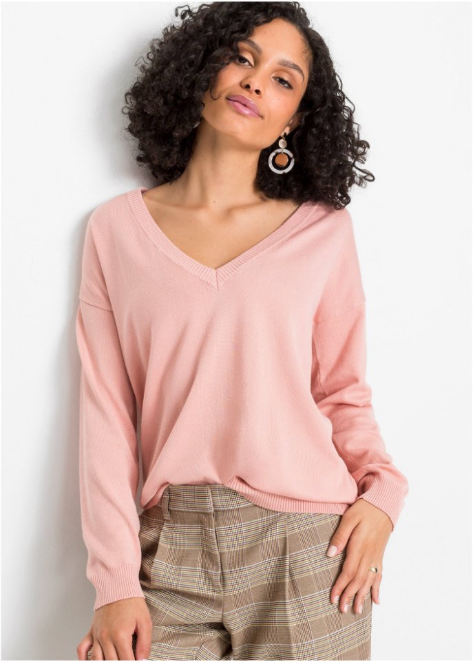 Oversize-Pullover mit V-Ausschnitt