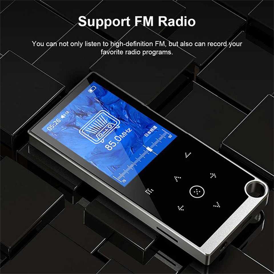 ERHWIO Bluetooth MP3/MP4-Player, 2,4-Zoll-Touch-Taste, 64G MP3-Player (Verlustfreier MP3-Player: E-Book, Wecker, Timer)
