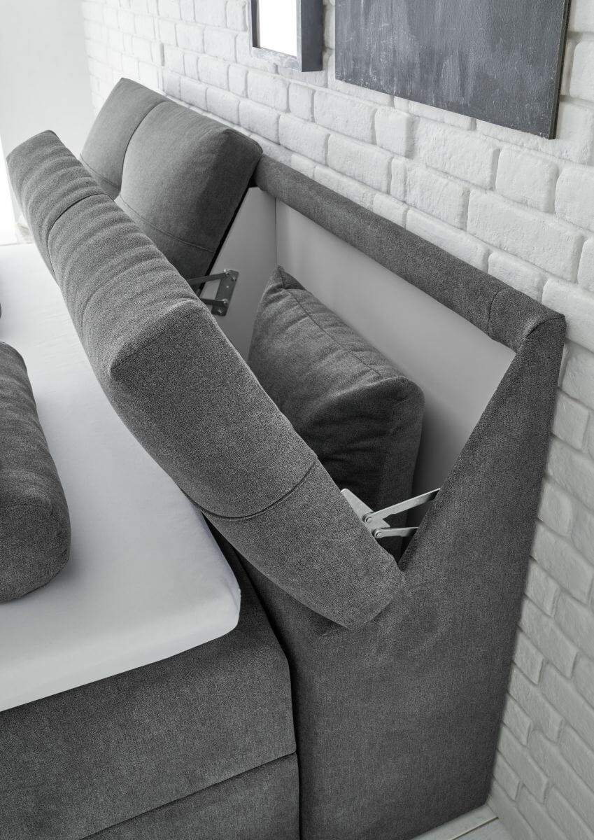 Boxspringbett Redmond mit Bettkasten Grau 180 x 200 cm