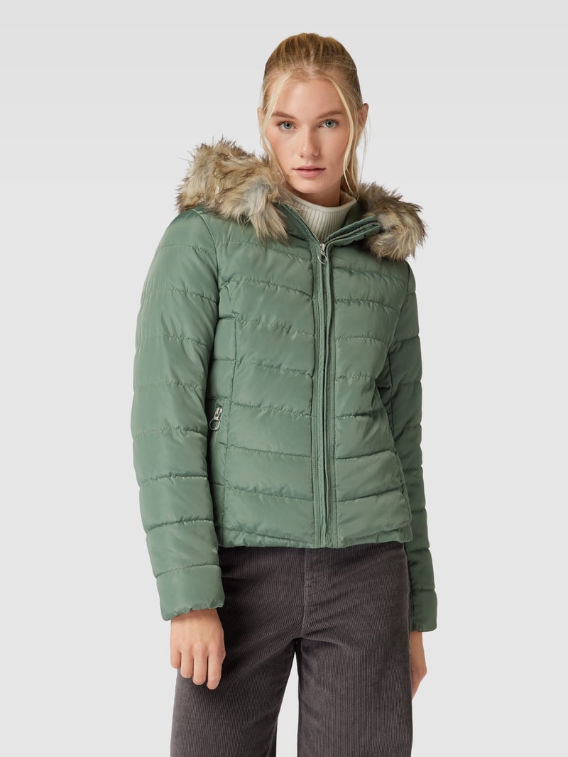 Steppjacke mit Kunstfellbesatz Modell 'ELLAN' in schilf