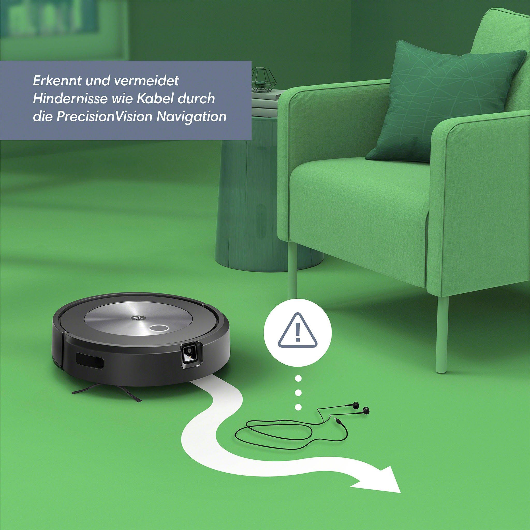 iRobot Saugroboter Roomba® j7+ (j7558), mit Beutel, WLAN-fähig mit autom. Absaugstation, Kartierung und zwei Gummibürsten