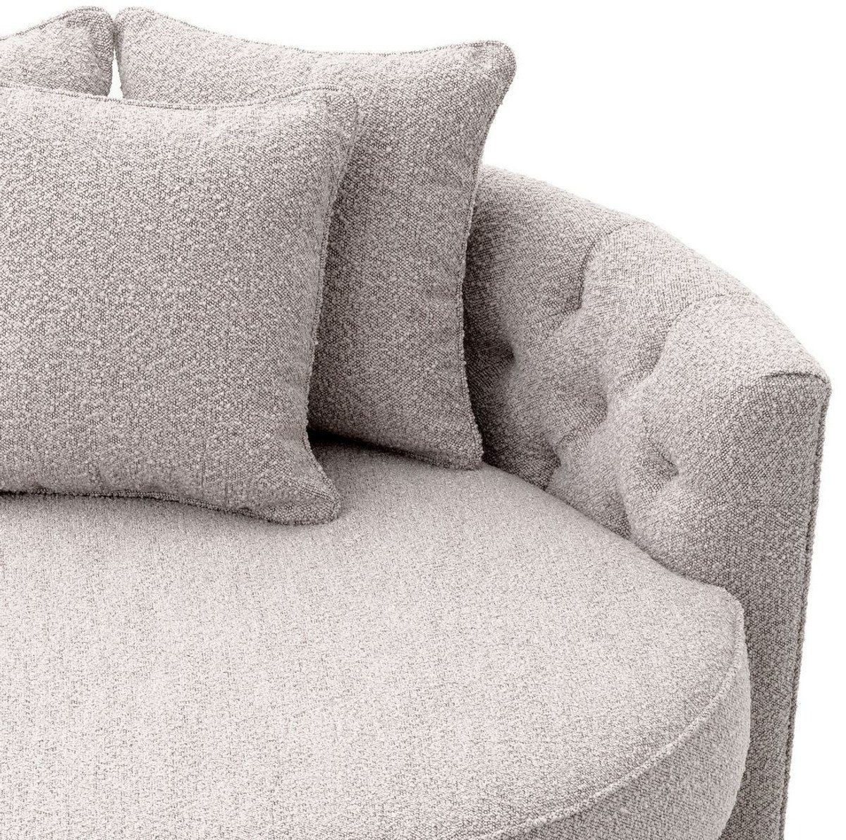 Casa Padrino Loungesofa Luxus Rundsofa Grau 157 x 148 x H. 90 cm - Modernes rundes Wohnzimmer Sofa mit 3 Kissen - Wohnzimmer Möbel - Luxus Möbel