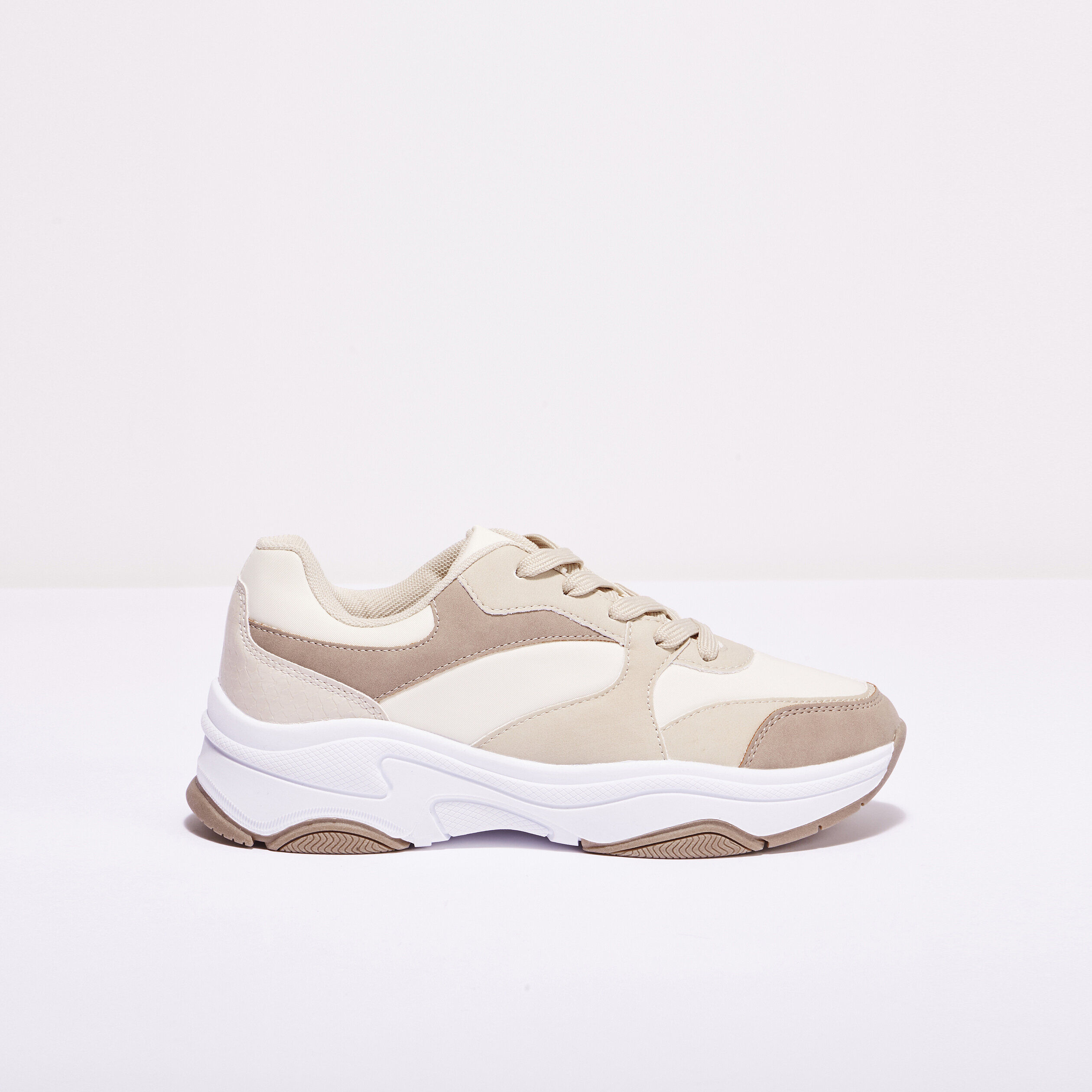 Baskets dad shoes à lacets sable femme | Cache Cache
