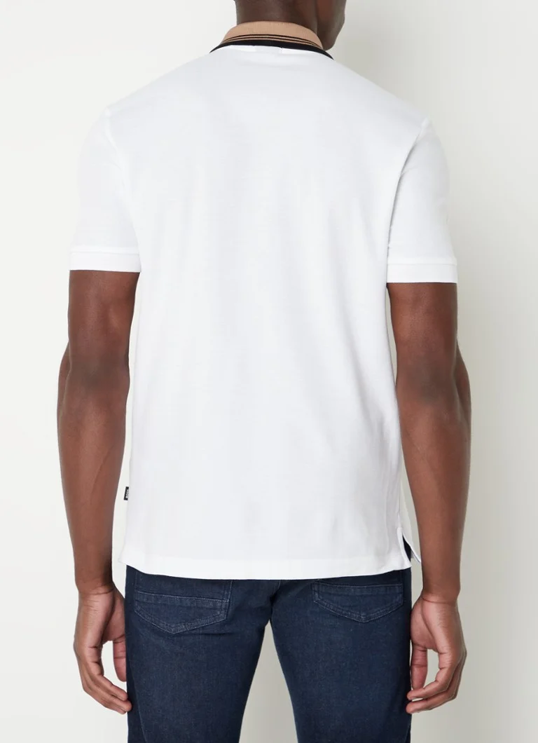 Polo HUGO BOSS Slim fit em piqué de algodão com punhos desfiados