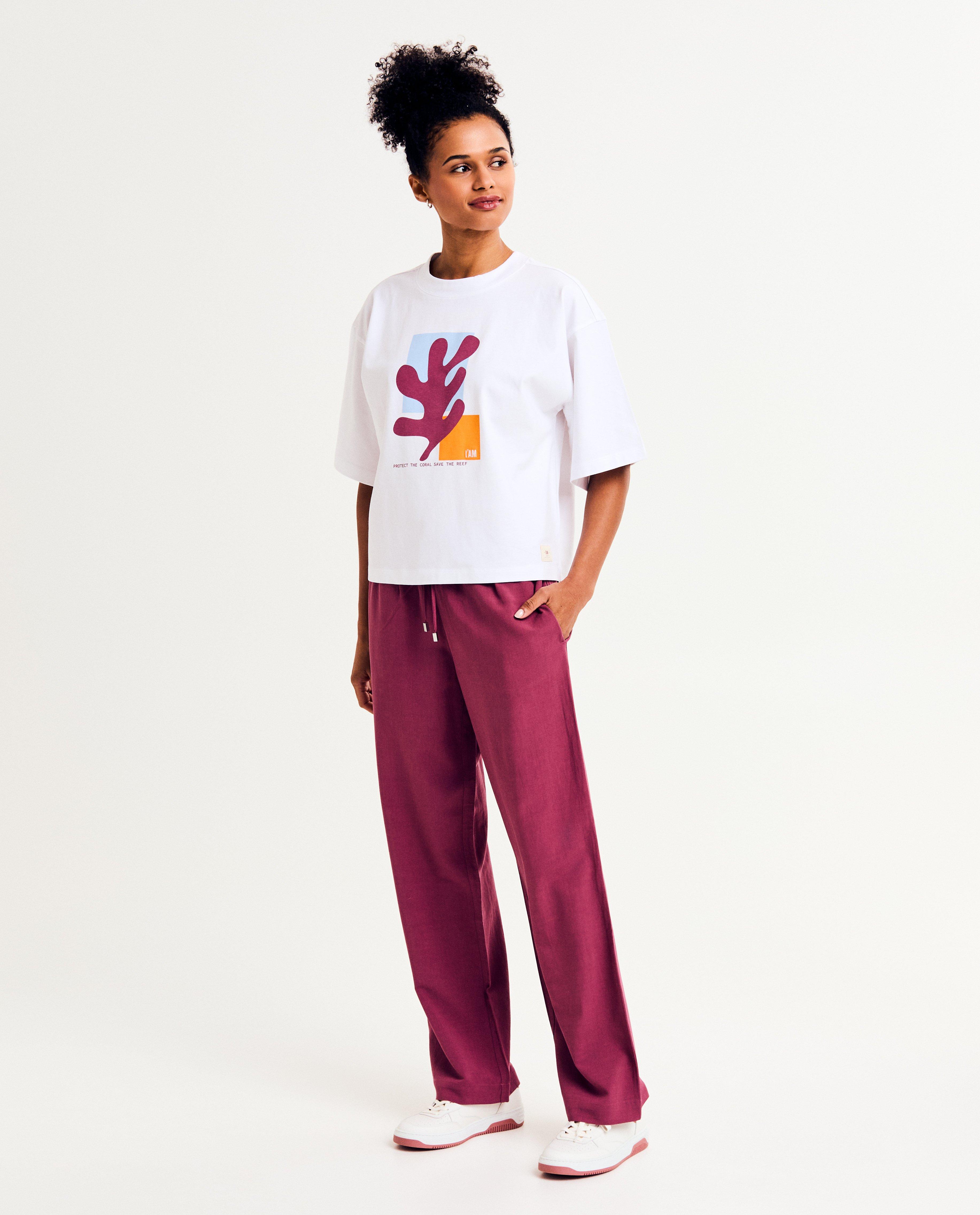 Tricou I AM Biokatoenen cu imprimeu, mărimi XS-XXL, alb