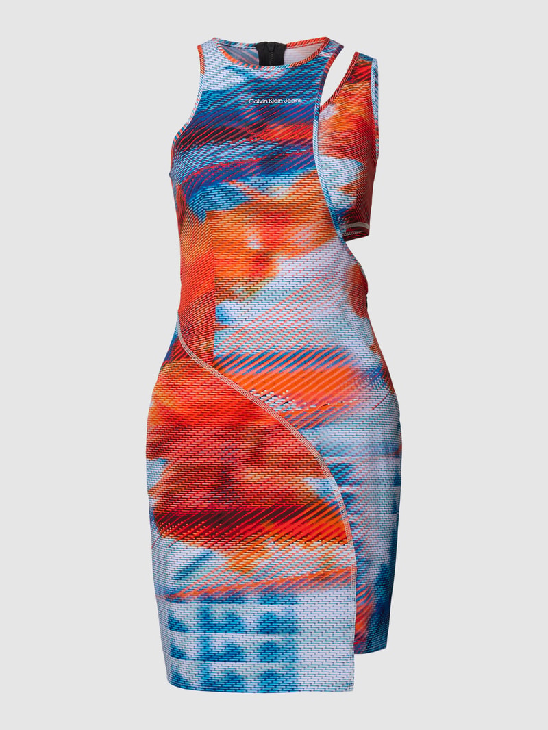 Minikleid mit Allover-Muster in aqua blau