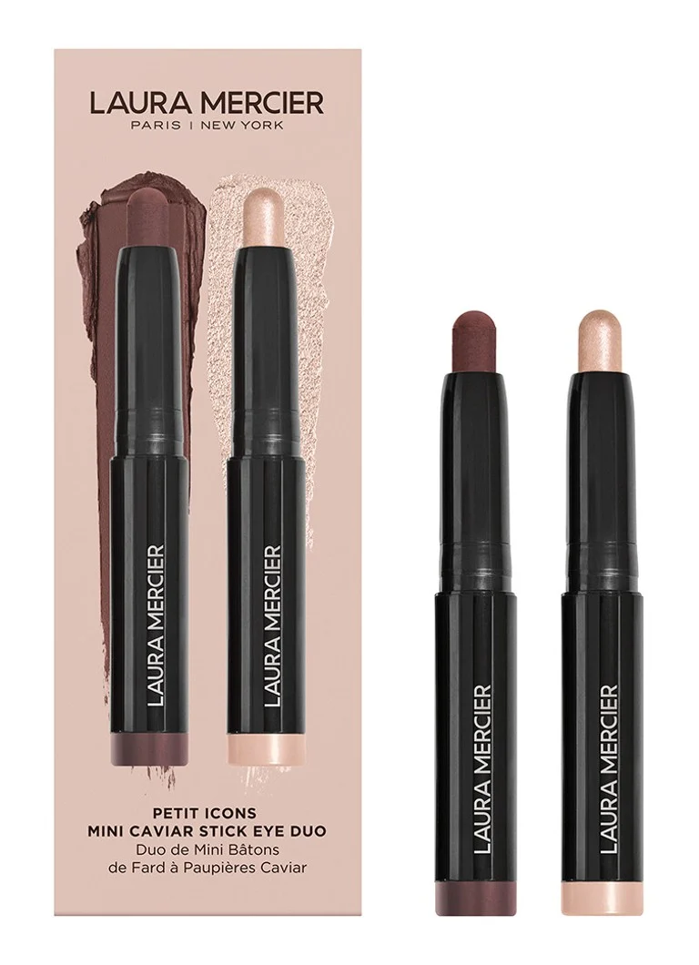 Fard de pleoape Laura Mercier Petit Icons Mini Caviar Stick Eye Duo - Set fard de pleoape în formă de bară, ediție limitată