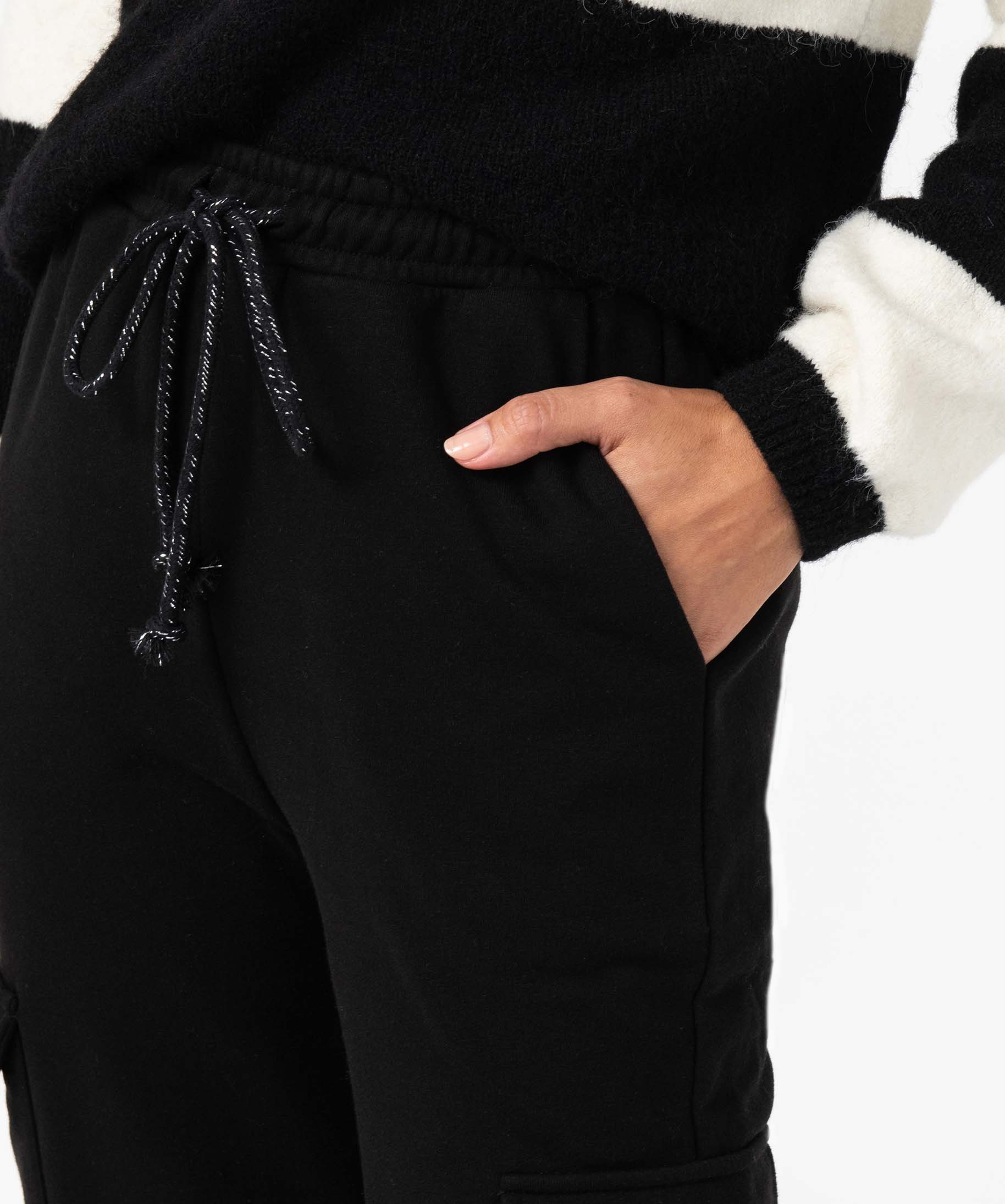 Pantalon de jogging femme coupe cargo noir | GEMO