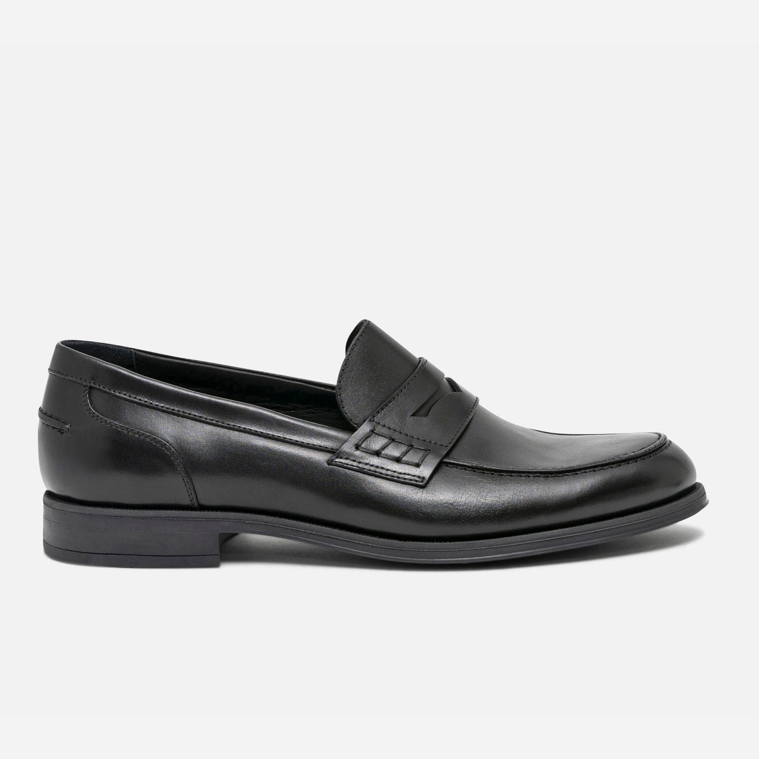 Mocassin noir en cuir