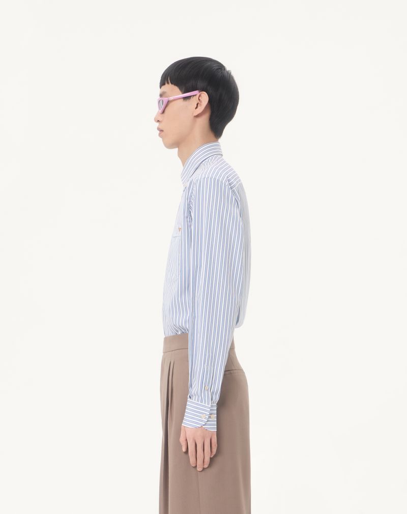 Camisa Valentino de algodão popeline com listras douradas