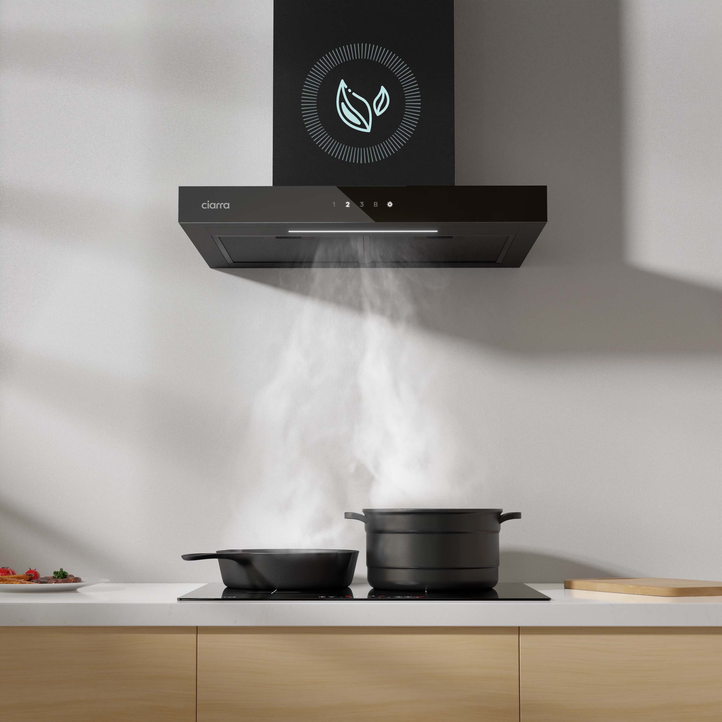 CIARRA Wandhaube CBCB6102, A+++ Dunstabzugshaube 60cm 650m³/h WIFI +APP & Touch Control Boost