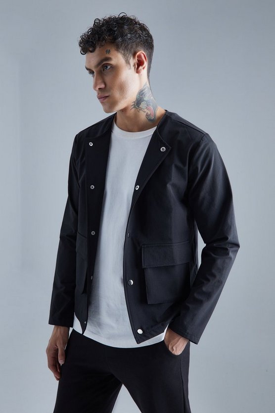 Kragenlose Stretch Bomberjacke