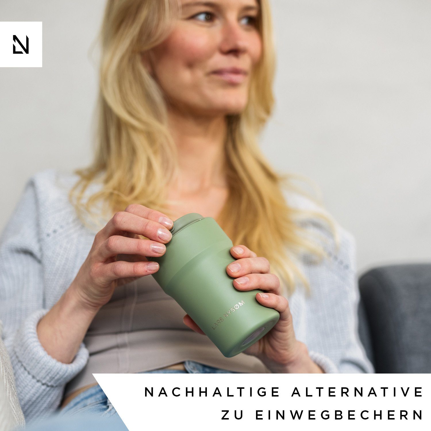 LARS NYSØM Thermobecher Bevægelse, 18/8 Edelstahl, Auslaufsicherer Travel-Mug für Kaffee und Tee unterwegs 380ml 500ml