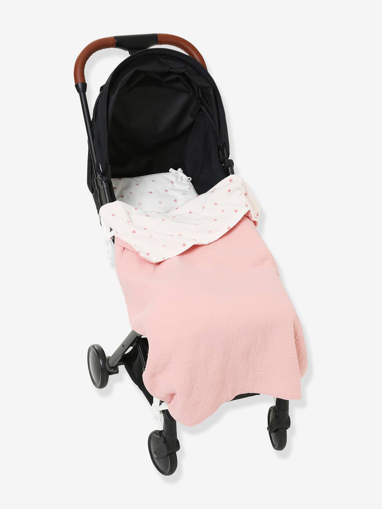 Vertbaudet Baby Decke, wendbar Oeko-Tex, personalisierbar - wollweiß herzen