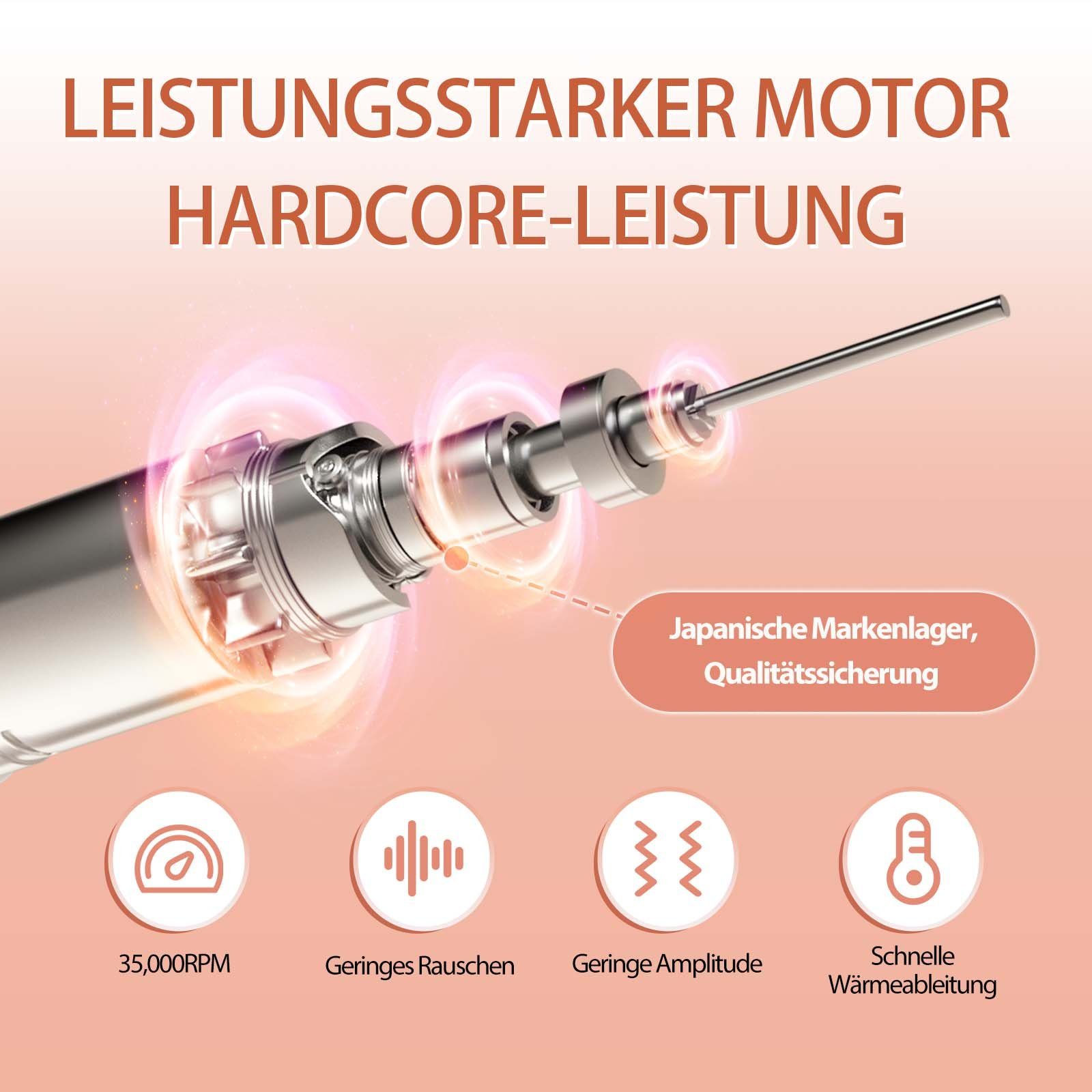 JCMaster Maniküre-Pediküre-Set, TouchPro+ Nagelfräser 35000RPM 4 Aufsätze