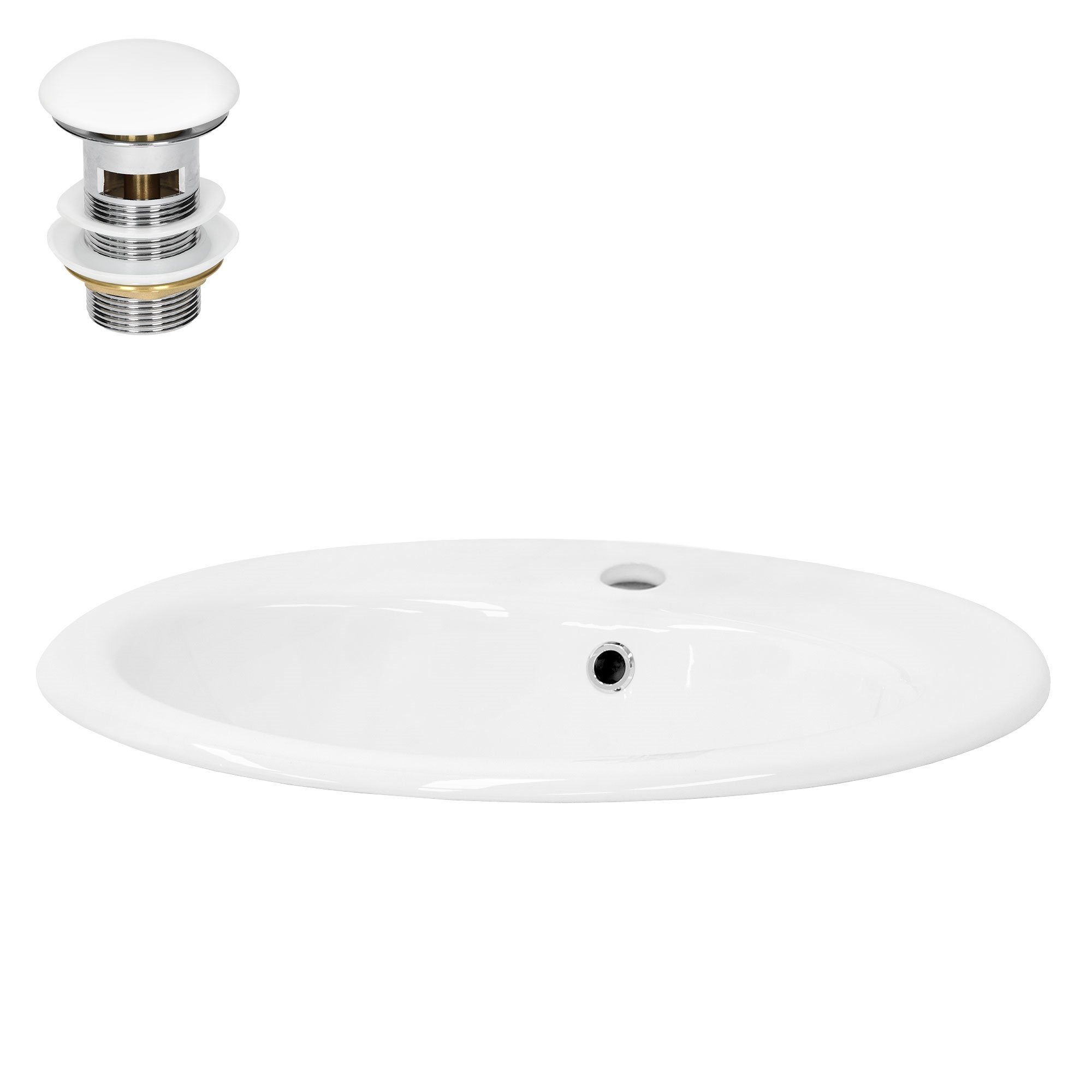 ML-DESIGN Waschbecken Waschbecken oval 57x195x485 cm Weiß aus Keramik ML-Design