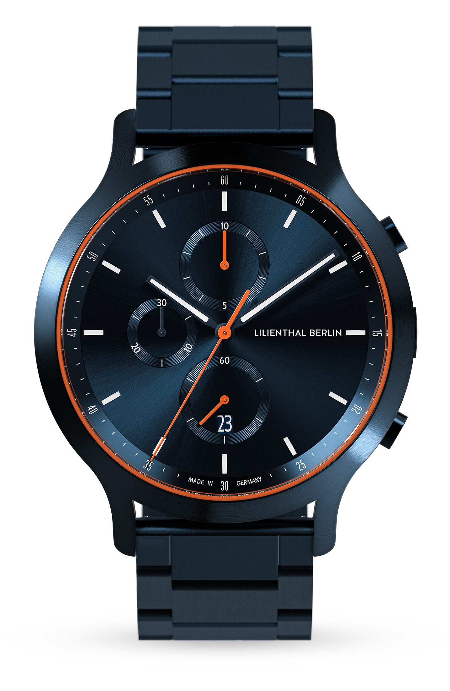 Lilienthal Berlin Chronograph Chronograph Blue Orange - Edelstahl Blau